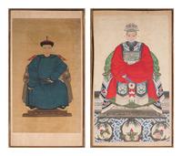 Two Chinese Paintings of Court Figures