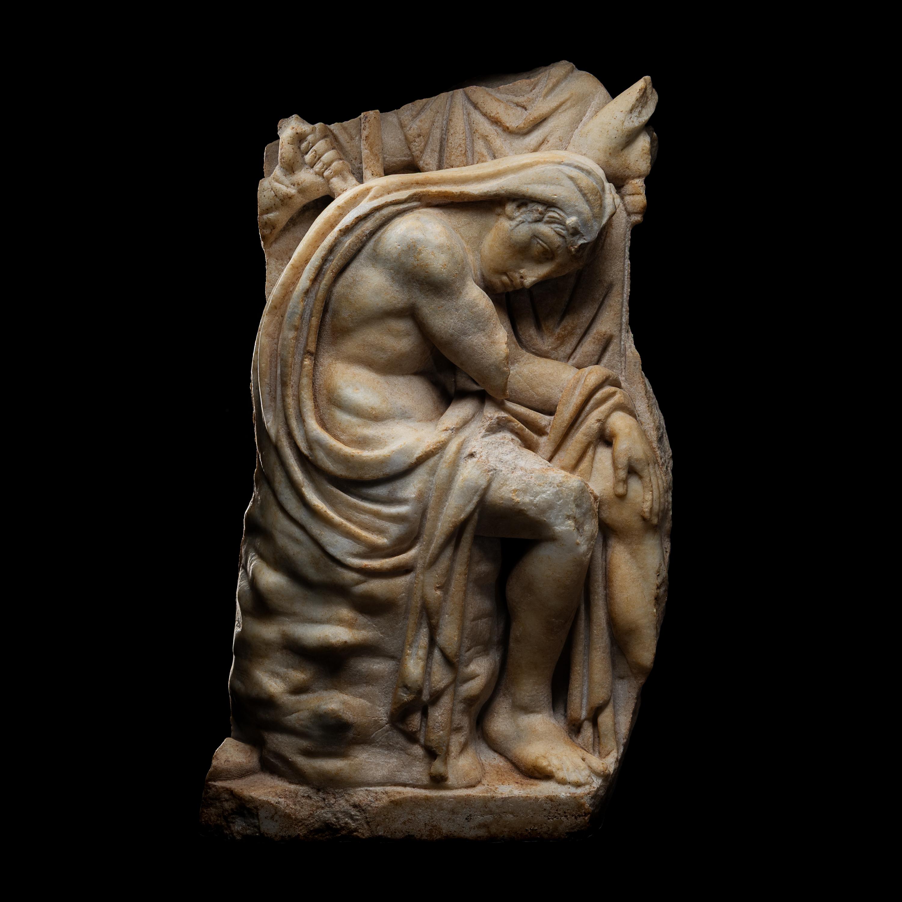 A Roman Marble Sarcophagus Fragment with Prince Orestes