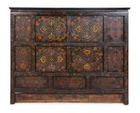 A Tibetan Lacquered and Tooled Pigskin Hall Chest — 20TH CENTURY