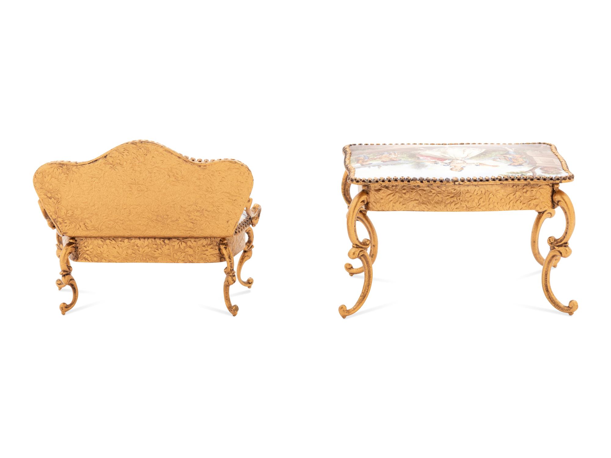 Six Viennese Enameled Miniature Furniture Articles