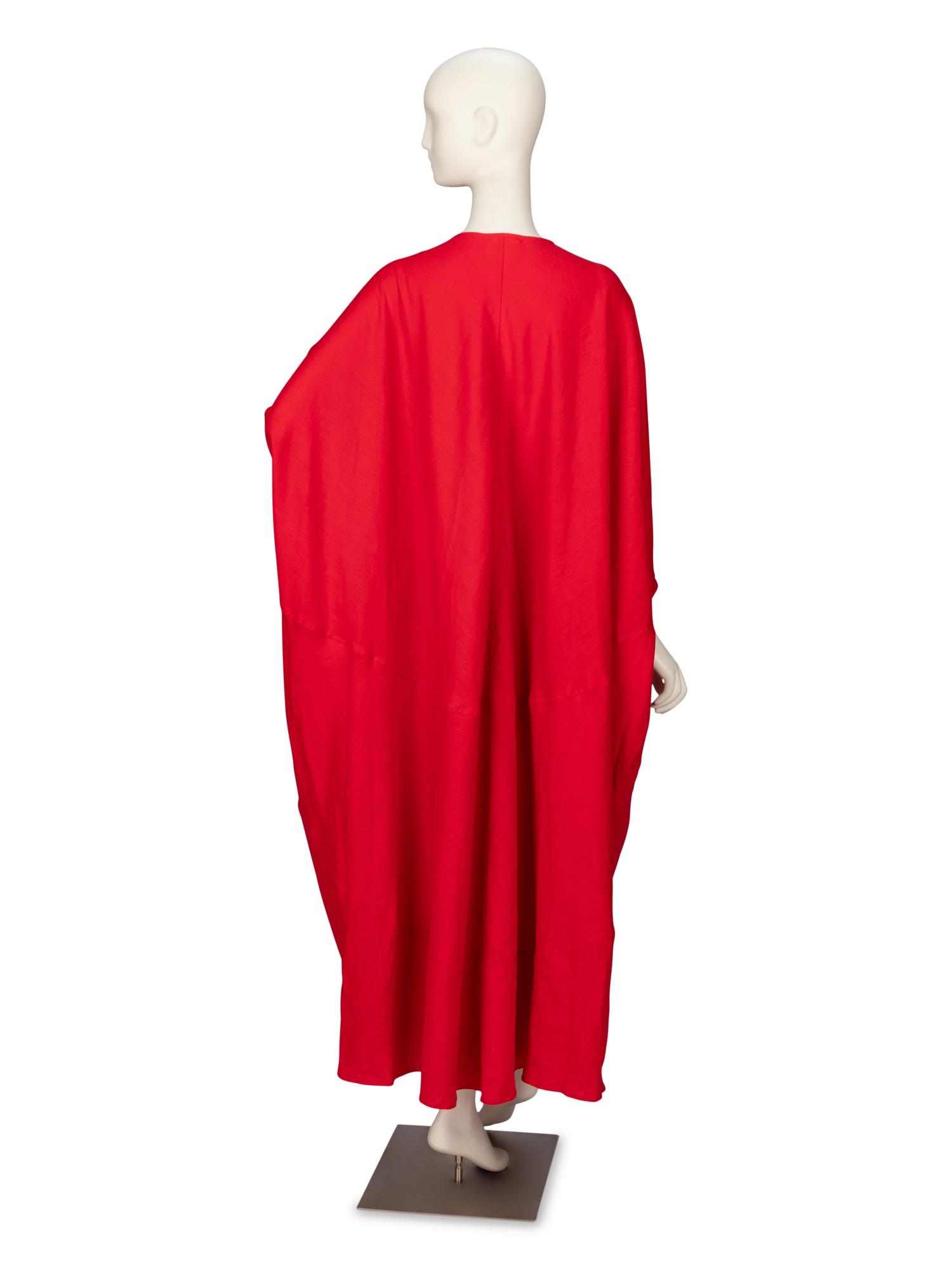 RALPH RUCCI, SCARLET LINEN KAFTAN
