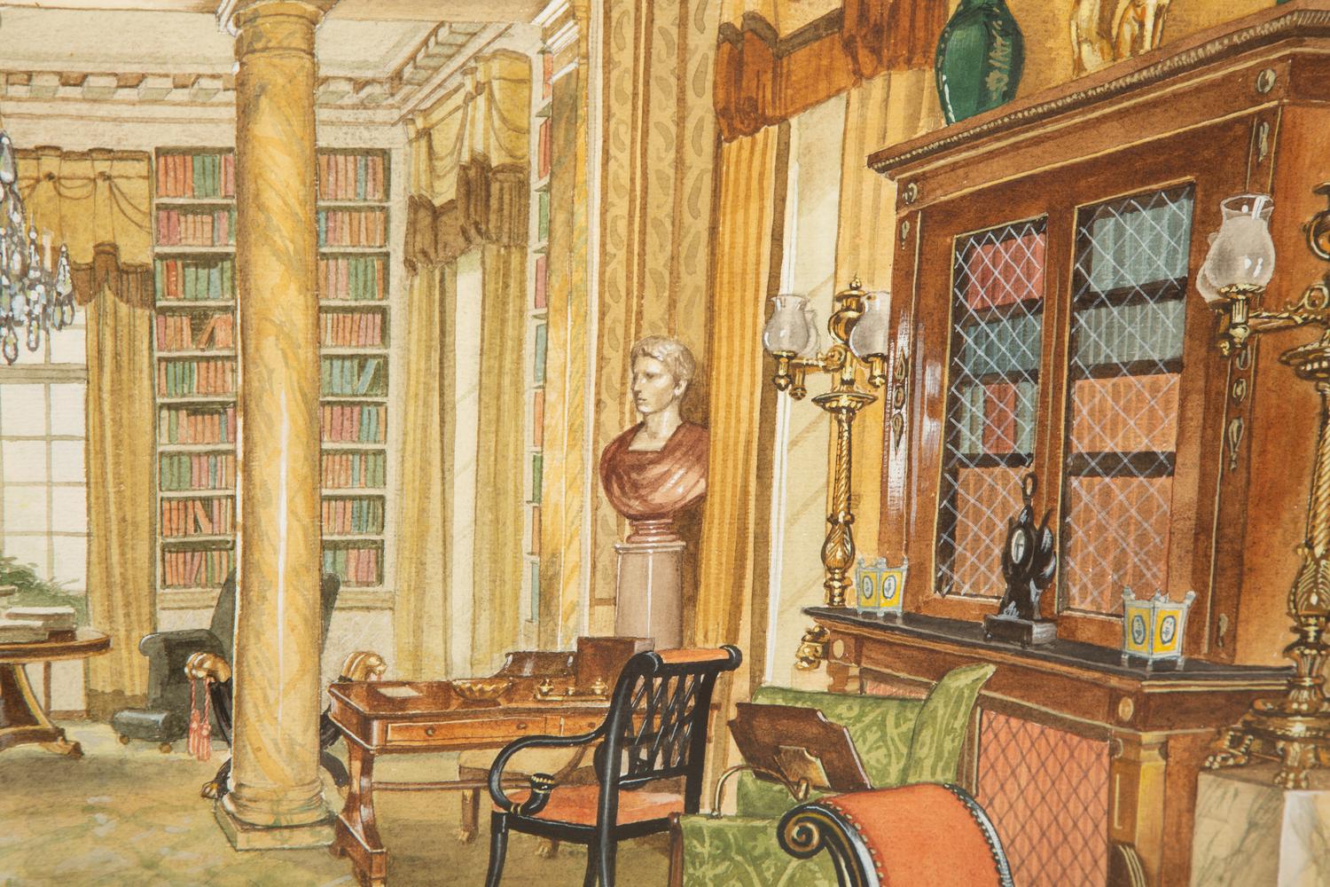 The Library at Croix des Gardes, Carves, The Drawing Room at Croix des Gardes and The Staircase Hall at Croix des Gardes (three works)
