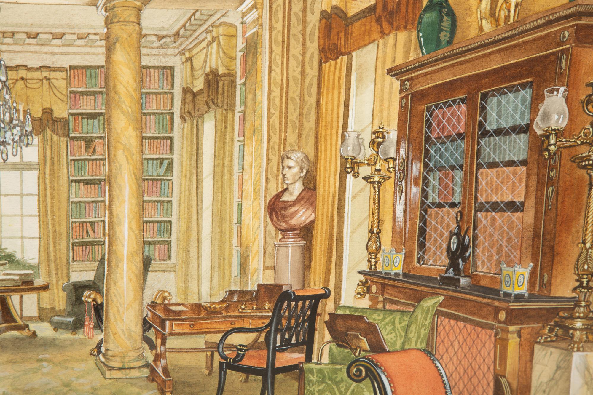 The Library at Croix des Gardes, Carves, The Drawing Room at Croix des Gardes and The Staircase Hall at Croix des Gardes (three works)