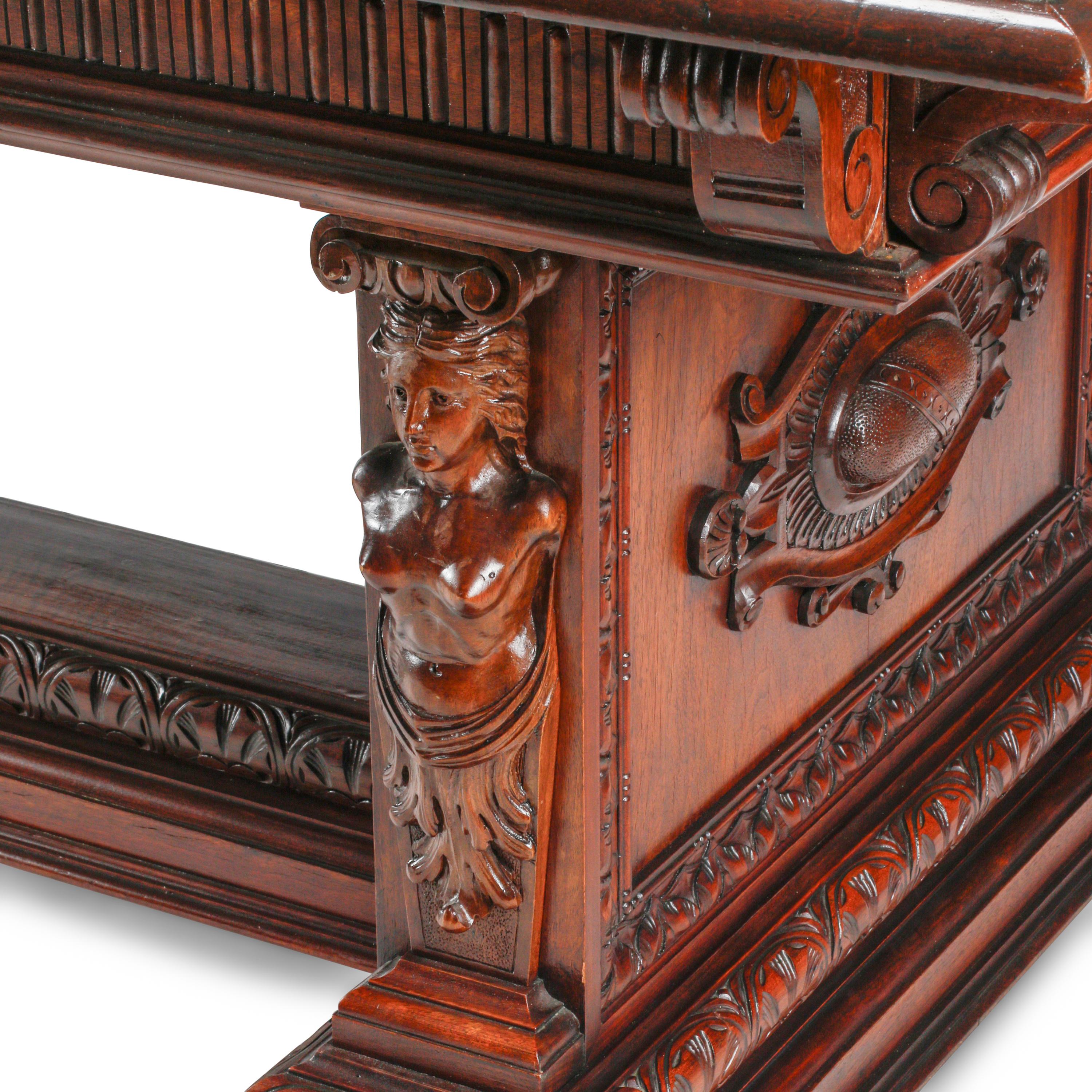 An Italian Renaissance Style Walnut Library Table