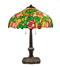 A Handel Leaded Glass Table Lamp Diameter of shade 18 1/2 inches, height overall 25 inches.