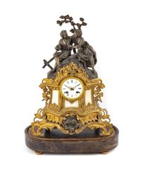 A French Cast Metal Figural Mantel Clock