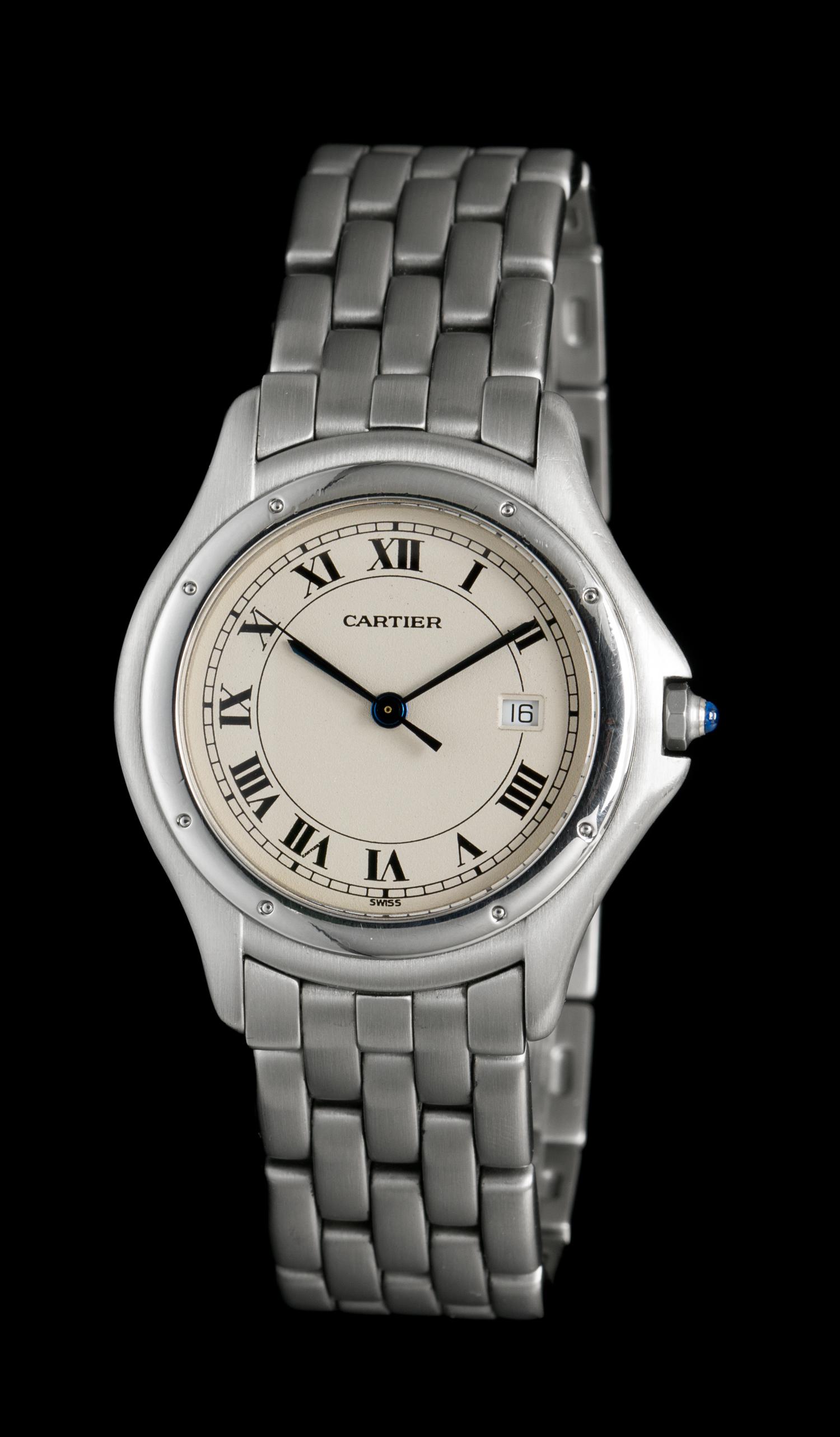 A Stainless Steel Cougar Wristwatch, Cartier,