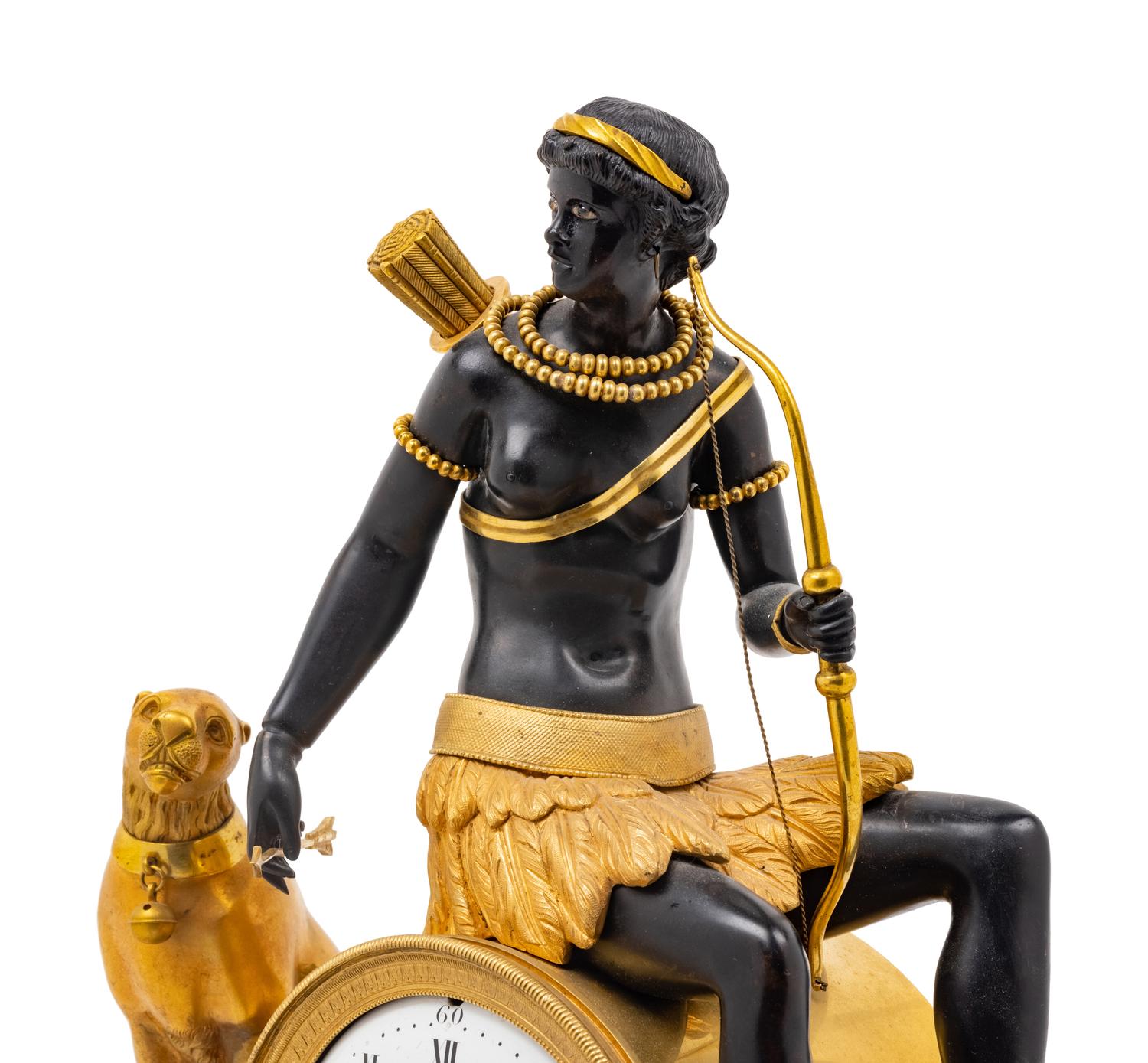 A Directoire Parcel Gilt and Patinated Bronze Pendule l'Afrique , after the Model by Jean-Simon Deverberie (French, 1784-1824)
