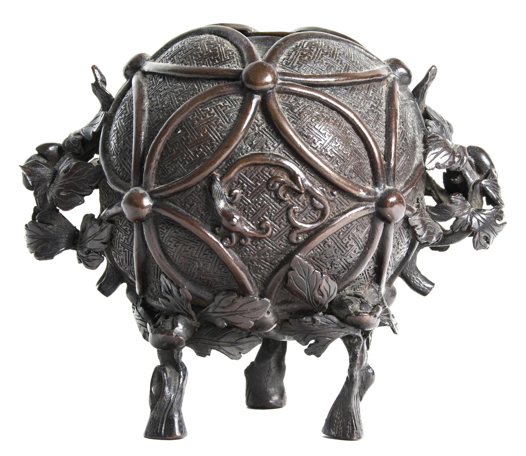 A Patinated Bronze Censer Height 6 1/2 inches. — 20TH CENTURY
