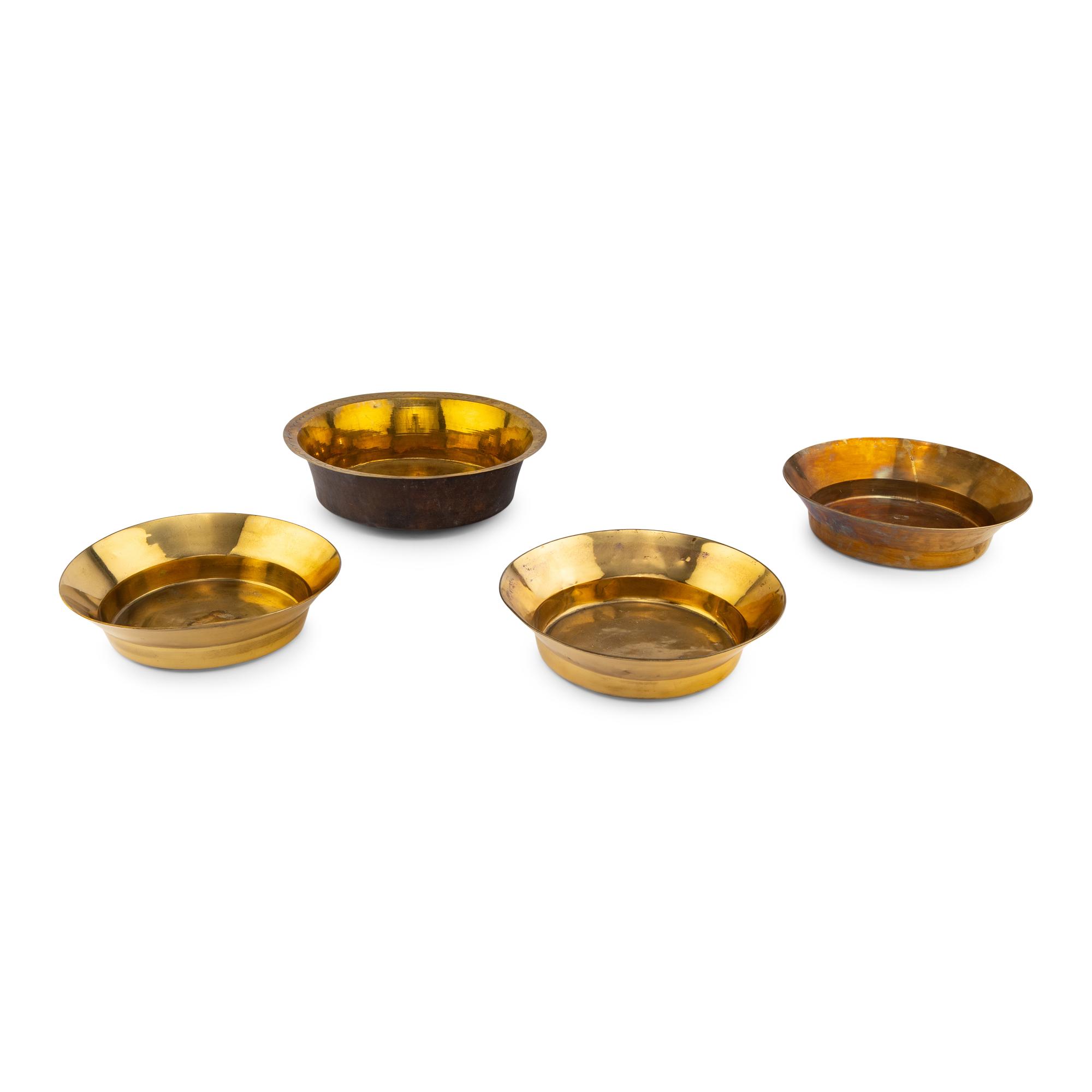 Four Brass Alms Dishes