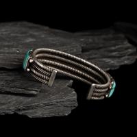 Navajo Twisted Wire and Turquoise Cuff Bracelet