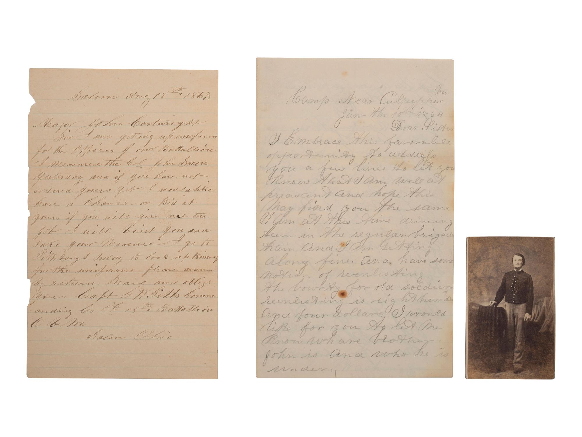 [CIVIL WAR]. A group of letters and documents related to officers in the Colored Infantry regiments, comprising: