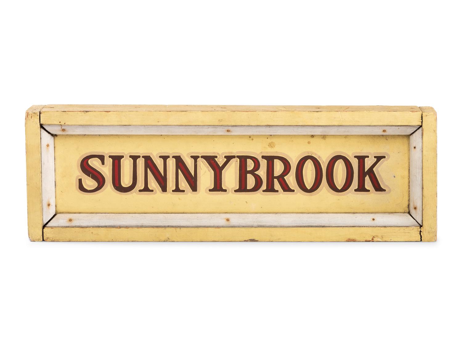 A Painted Wood Double-Sided 'Sunnybrook' Sign