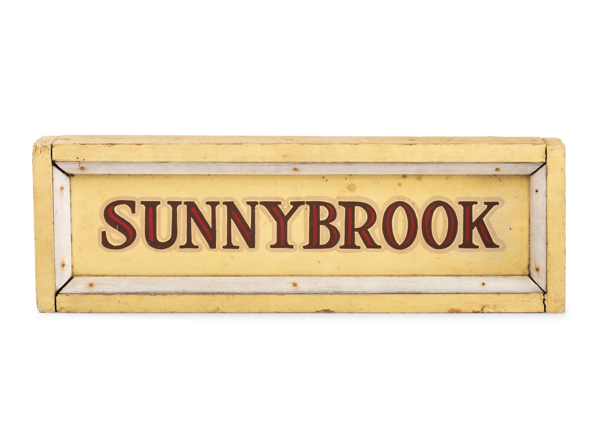 A Painted Wood Double-Sided 'Sunnybrook' Sign