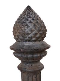 A Pair of Black Iron Garden Posts with Pineapple Finials — LATE 19TH/EARLY 20TH CENTURY