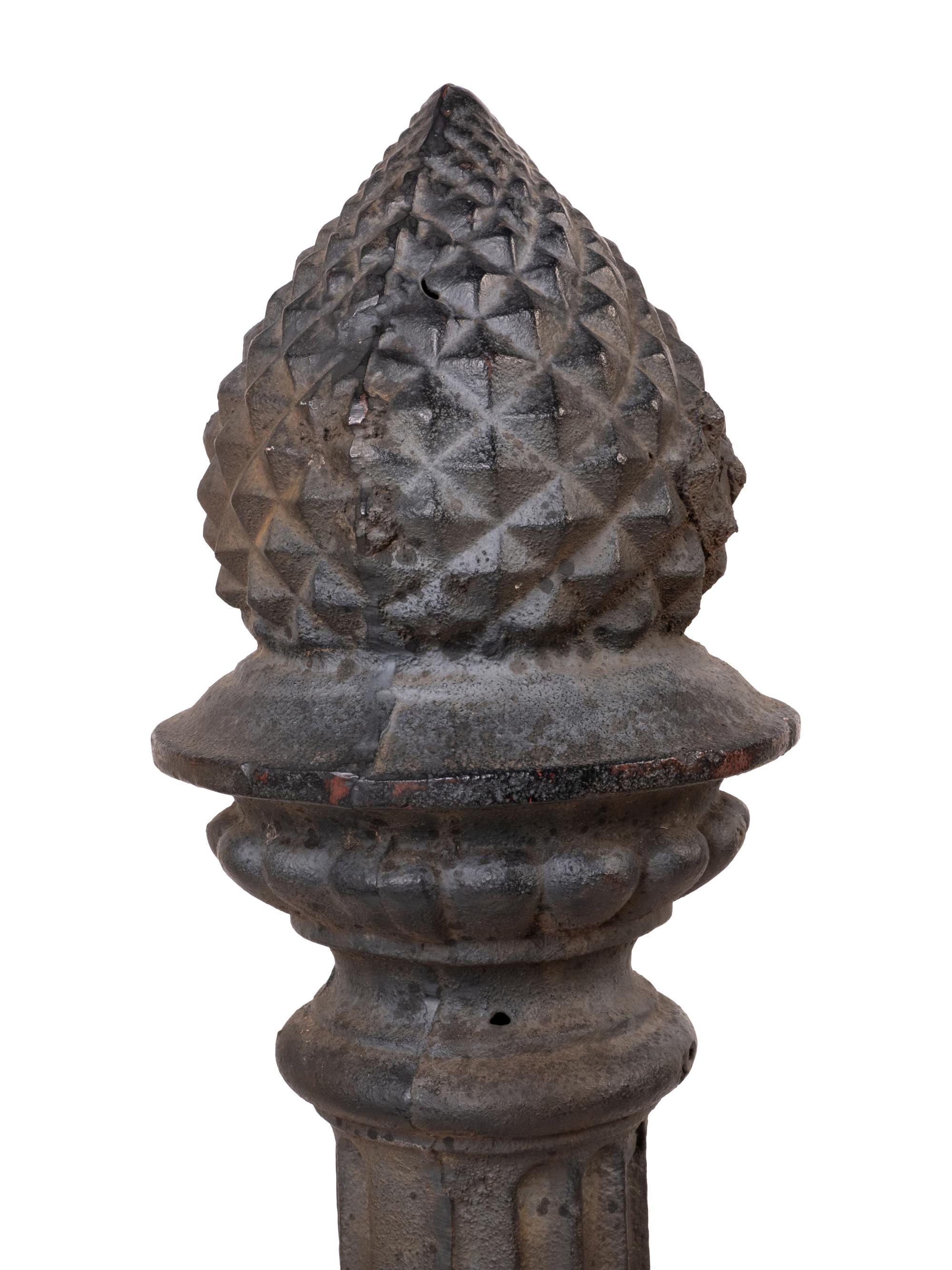 A Pair of Black Iron Garden Posts with Pineapple Finials — LATE 19TH/EARLY 20TH CENTURY