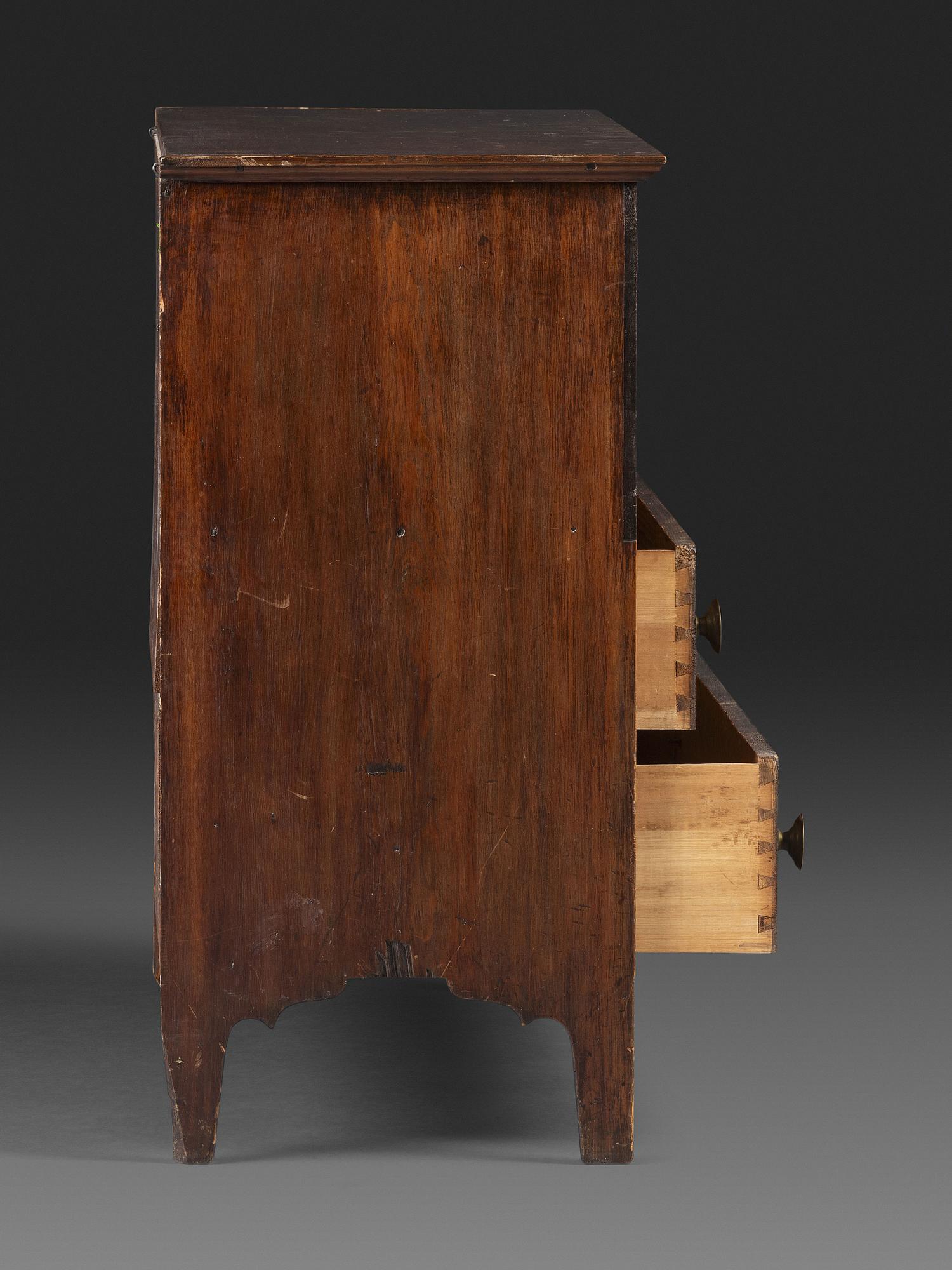 A Country Federal Brown-Stained Pine Two-Drawer Blanket Chest