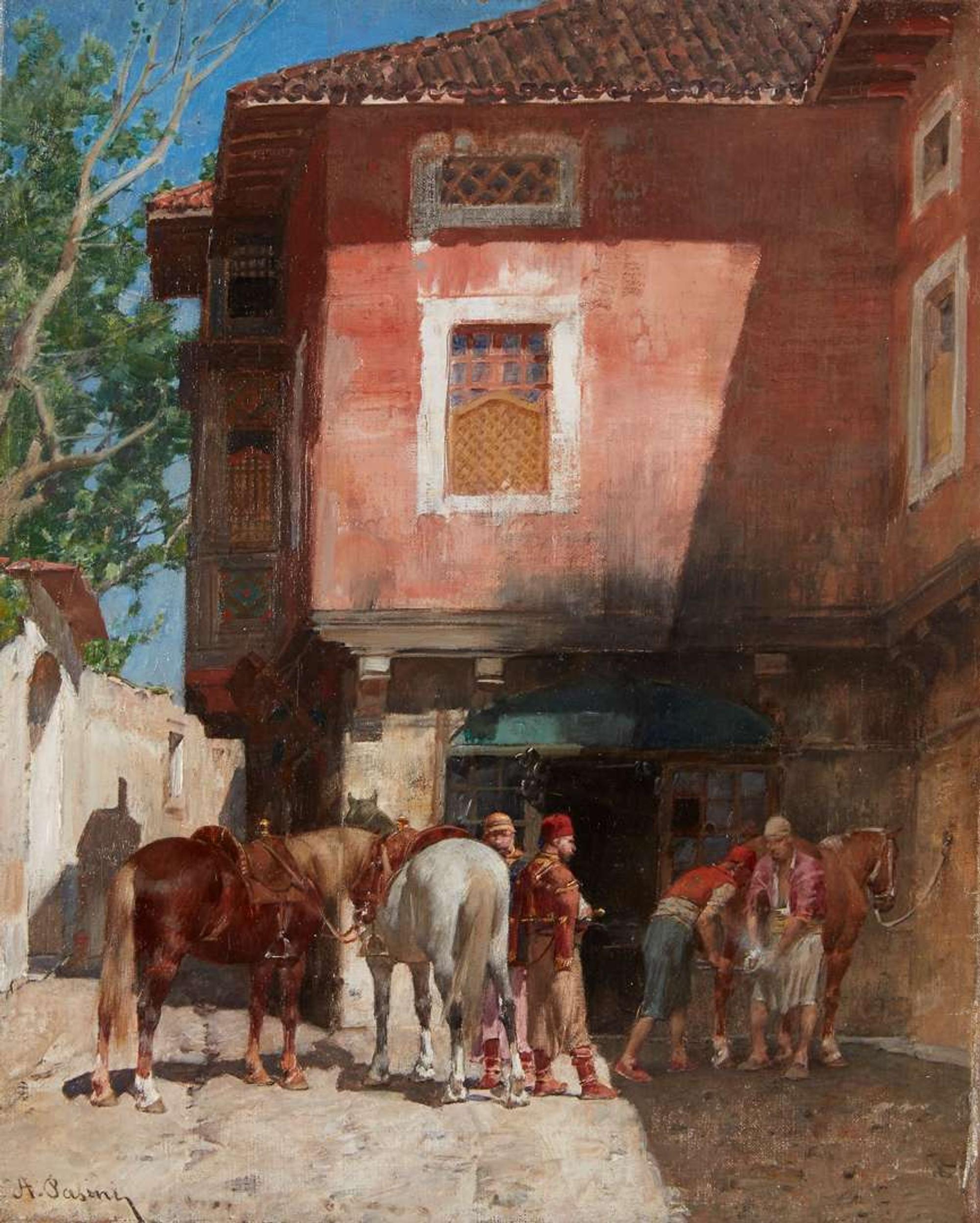ALBERTO PASINI (ITALIAN 1826-1899) THE BLACKSMITH'S COURTYARD