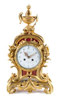 A Louis XV Style Gilt Bronze Mantel Clock Height 19 1/4 inches. — LATE 19TH/EARLY 20TH CENTURY