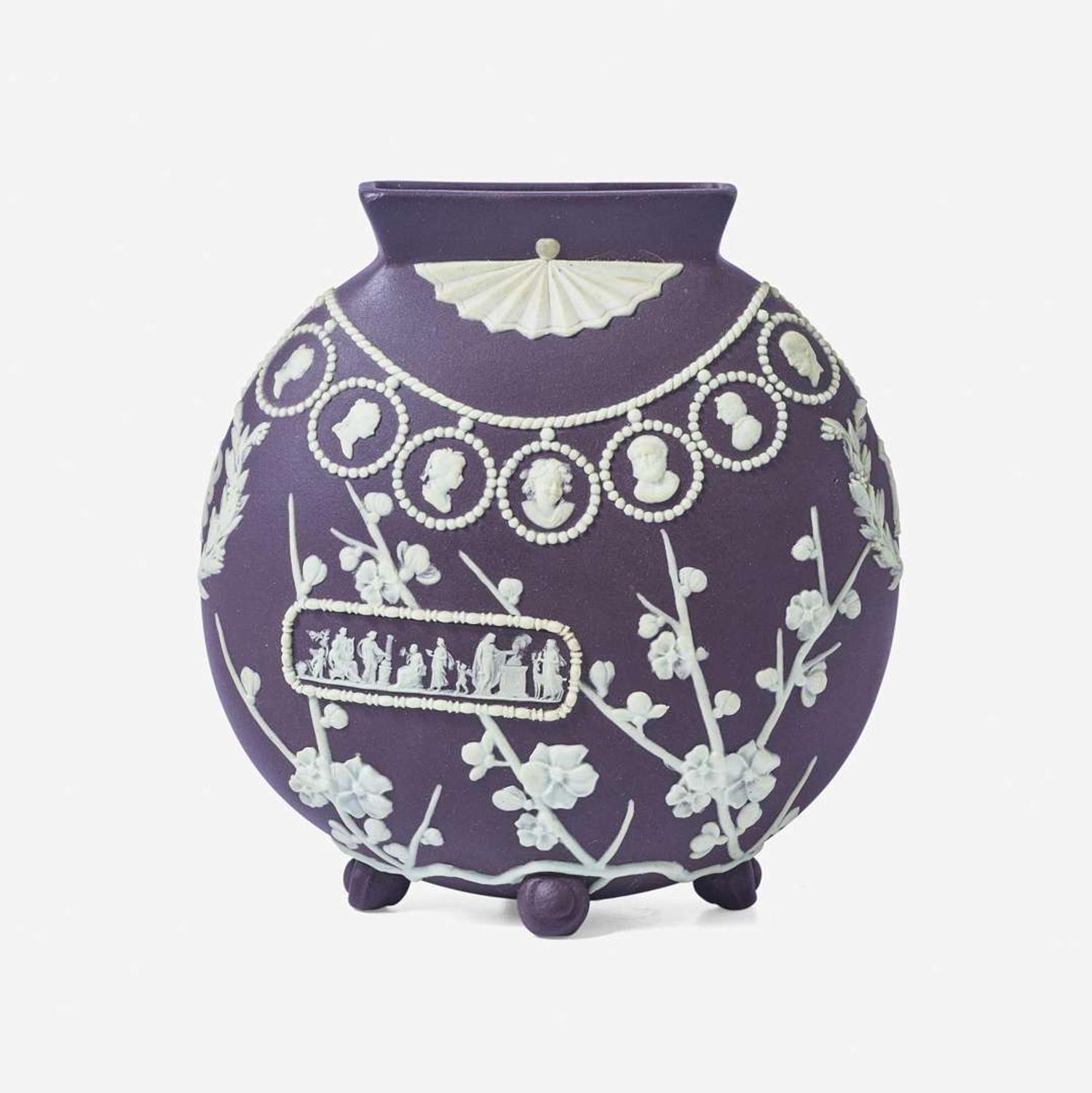 A Wedgwood Black Dip Jasperware Moon Flask Vase UK, late 19th century