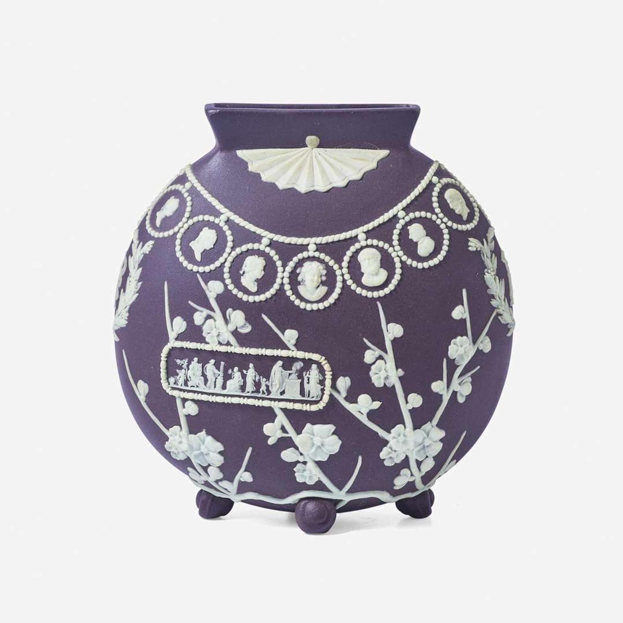 A Wedgwood Black Dip Jasperware Moon Flask Vase UK, late 19th century