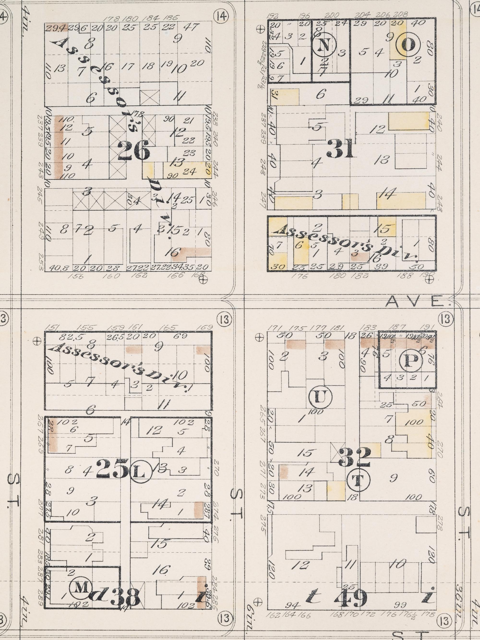 A group of 5 maps of Chicago streets, comprising: