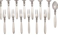 A Collection of Georg Jensen Cactus Silver Flatware Articles