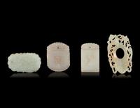 Seven Chinese Carved Celadon Jade Pendants