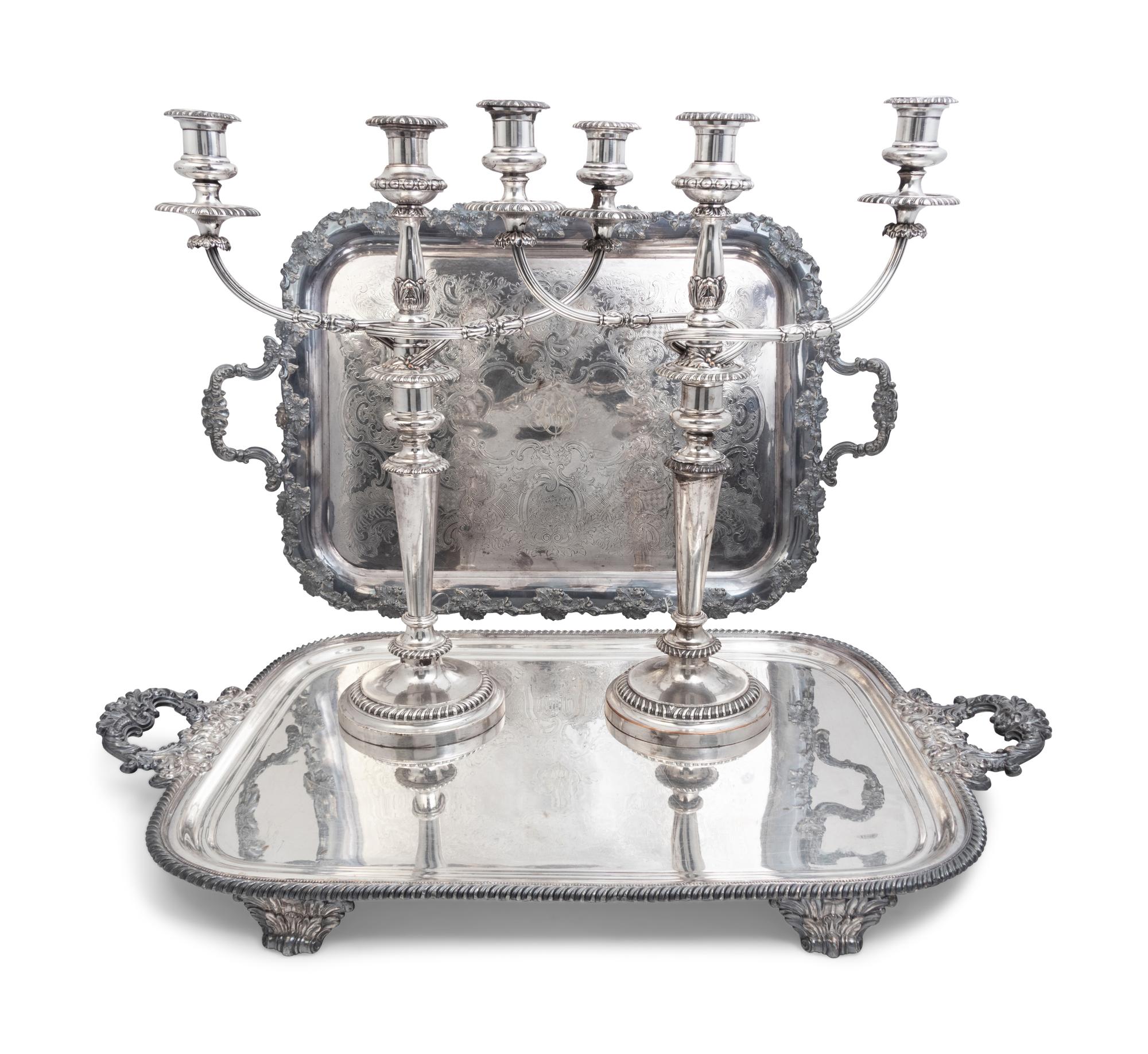 A Group of Four English Silver-Plate Table Articles