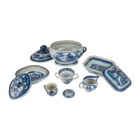 A Group of Chinese Export Blue and White Porcelain Table Articles