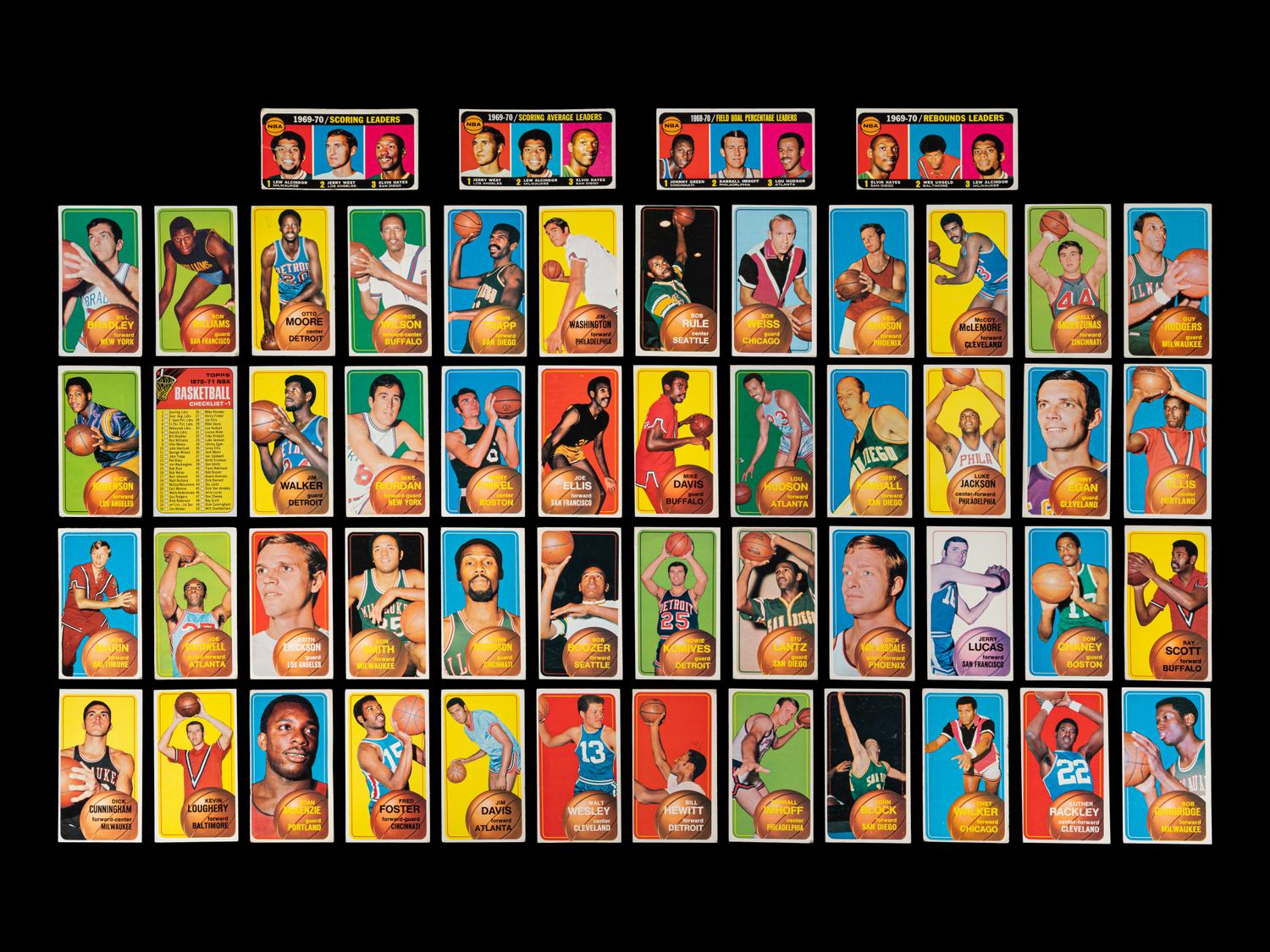 A Group of 110 1970 Topps Basketball Cards (Including Lew Alcindor / Kareem Abdul-Jabbar),