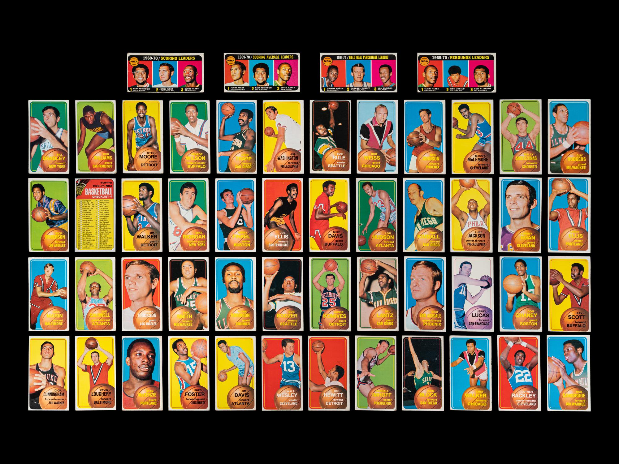 A Group of 110 1970 Topps Basketball Cards (Including Lew Alcindor / Kareem Abdul-Jabbar),