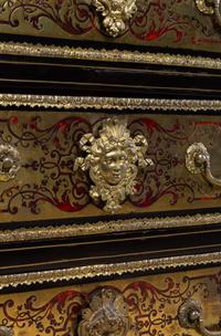 A Louis XIV Gilt Bronze Mounted Tortoise Shell and Brass Marquetry Commode in the Manner of André-Charles Boulle