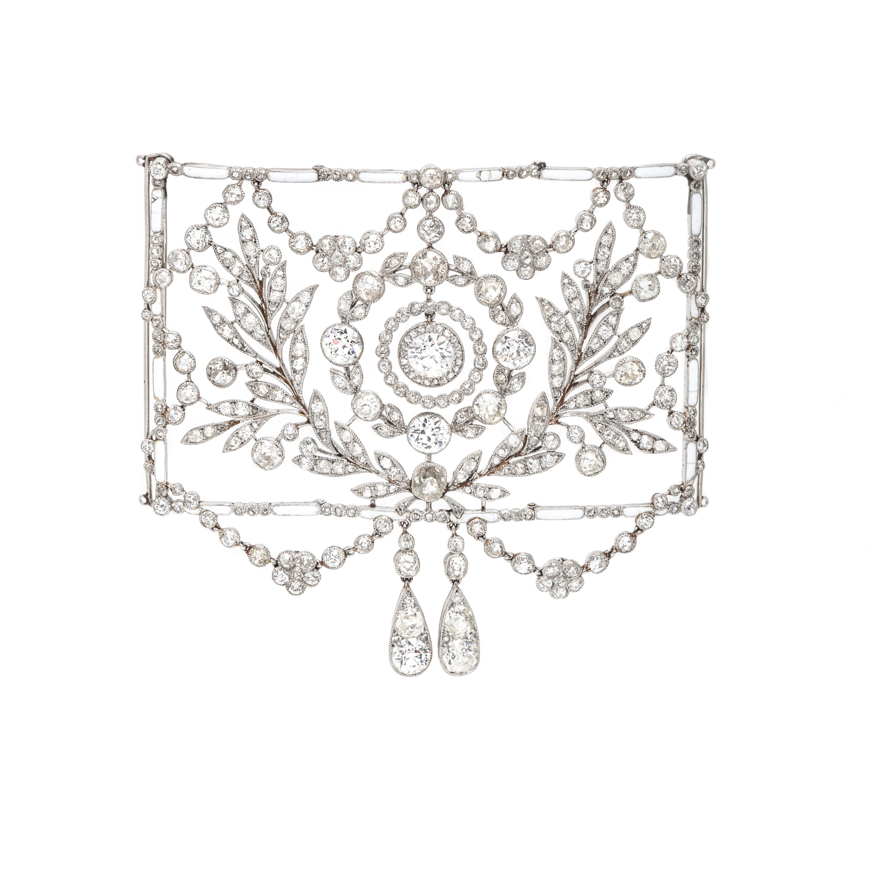 Cartier, Belle Époque, Diamond, Enamel, and Platinum 'Plaque De Cou', Circa 1905