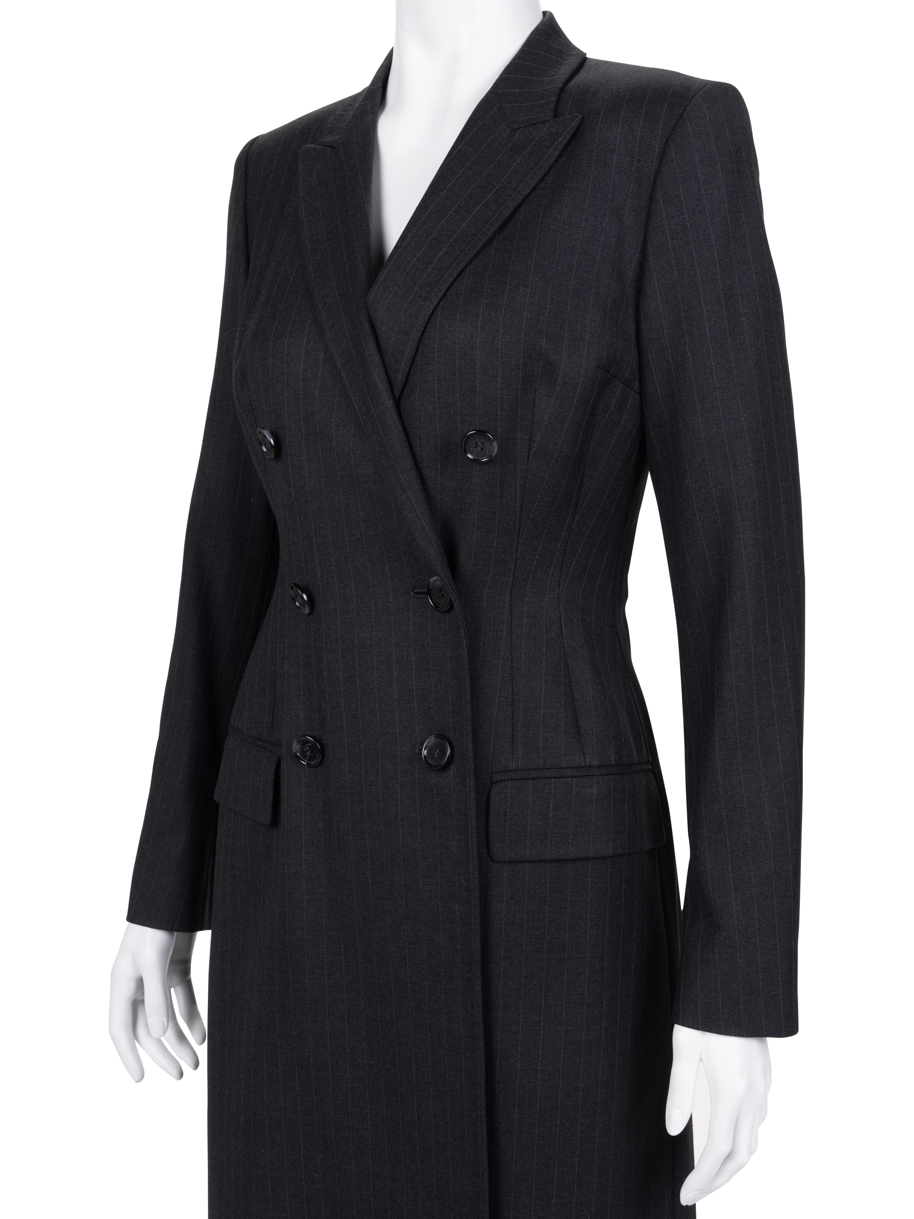 Dolce & Gabbana Pinstripe Long Coat and Pants Ensemble, 1990-2000s