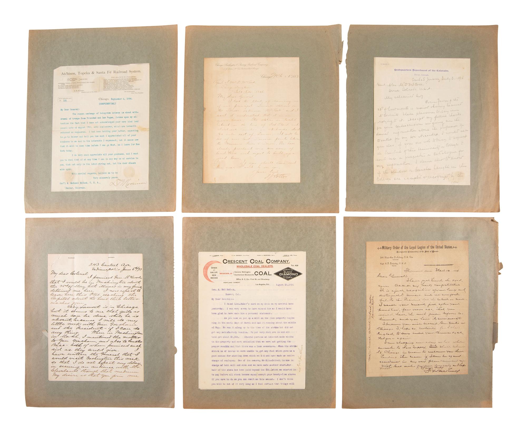 [CIVIL WAR] -- [SPANISH-AMERICAN WAR]. MCCOOK, General Alexander McDowell (1831-1903), BAKER, Lucianna McCook (1864-1923). Scrapbooks, letters, and photographs associated with the McCook family.