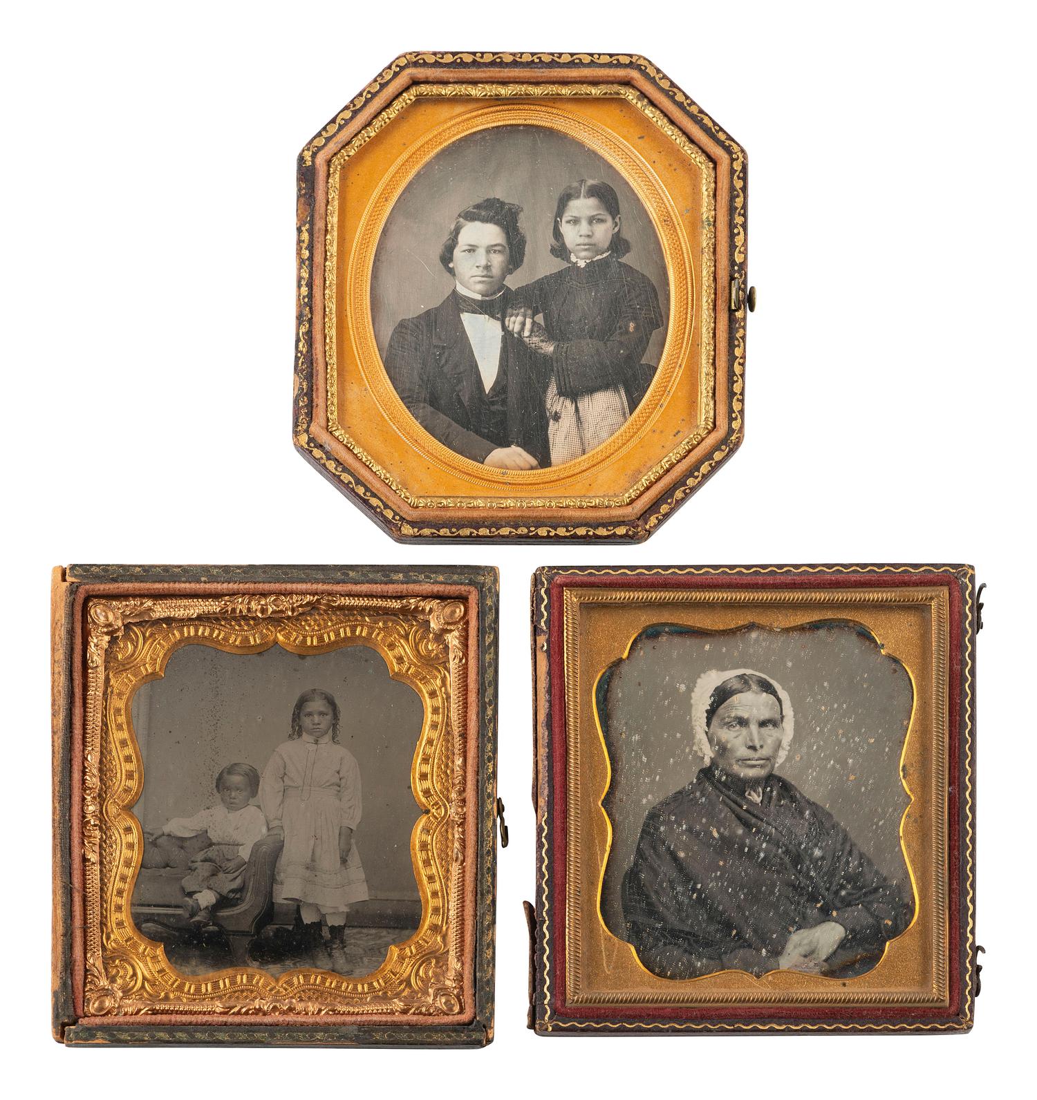 [EARLY PHOTOGRAPHY]. A group of 7 cased images featuring possibly mixed race subjects, including:
