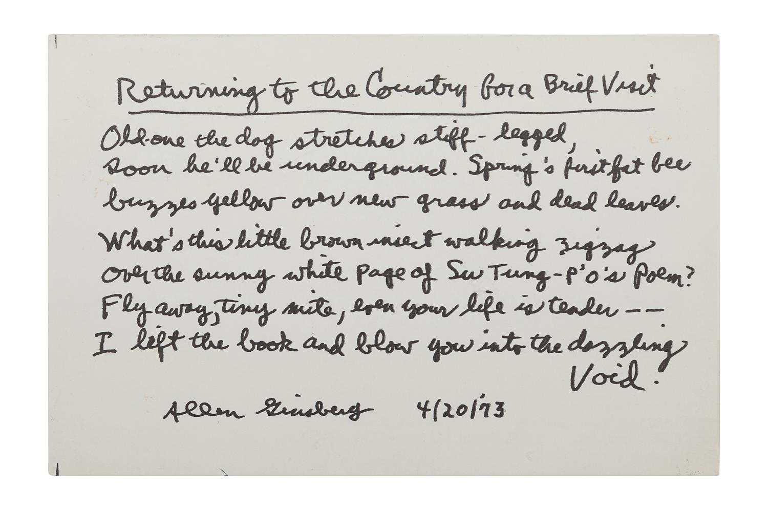 GINSBERG, Allen (1926-1997). The Visions of the Great Rememberer...with Letters by Neal Cassady & Drawings by Basil King . Amherst, MA: Mulch Press, 1974.