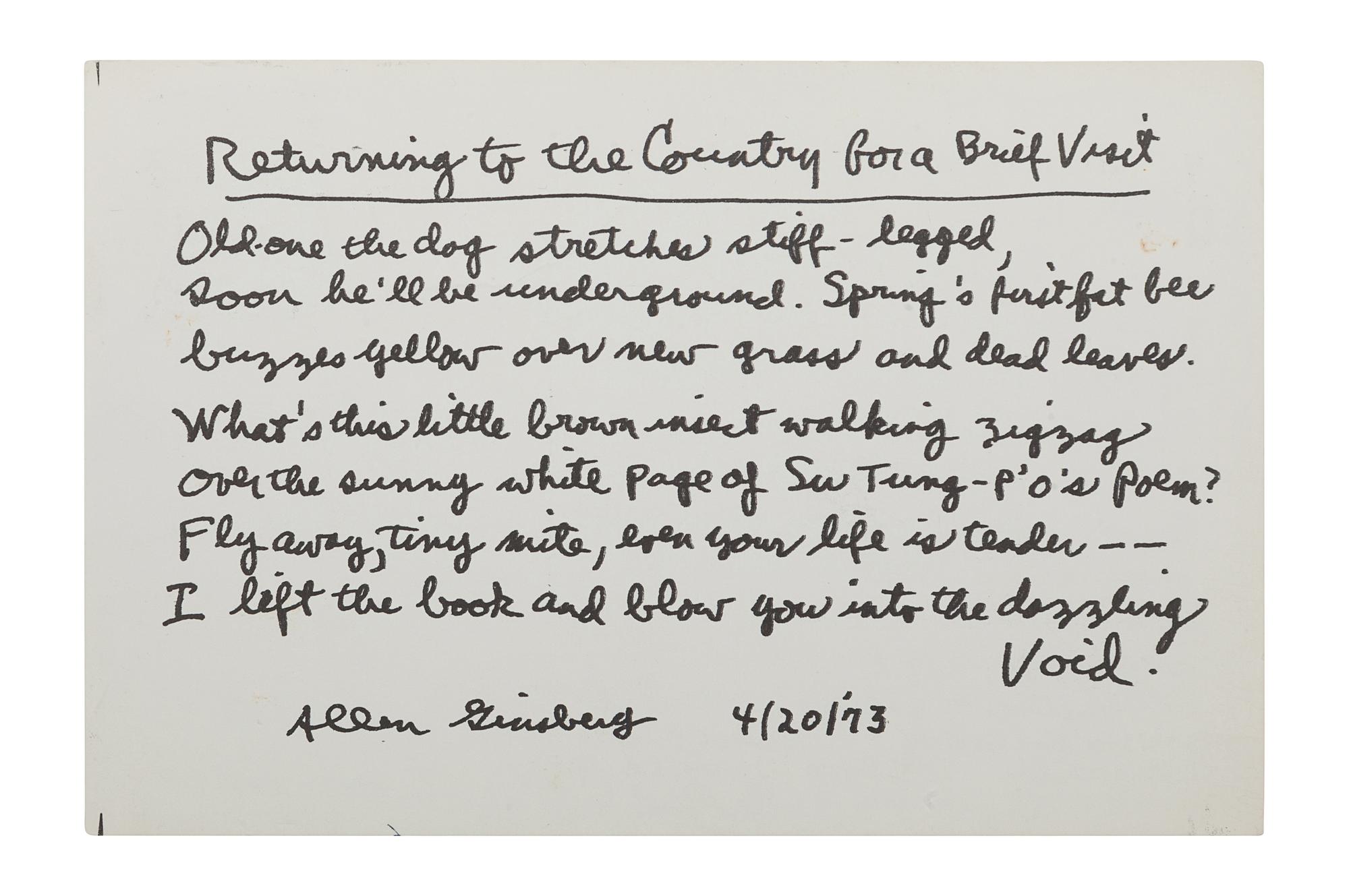 GINSBERG, Allen (1926-1997). The Visions of the Great Rememberer...with Letters by Neal Cassady & Drawings by Basil King . Amherst, MA: Mulch Press, 1974.