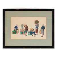 Five Chinese Export Paintings, Early-Mid 20th Century — 近代 外銷畫一組五幅