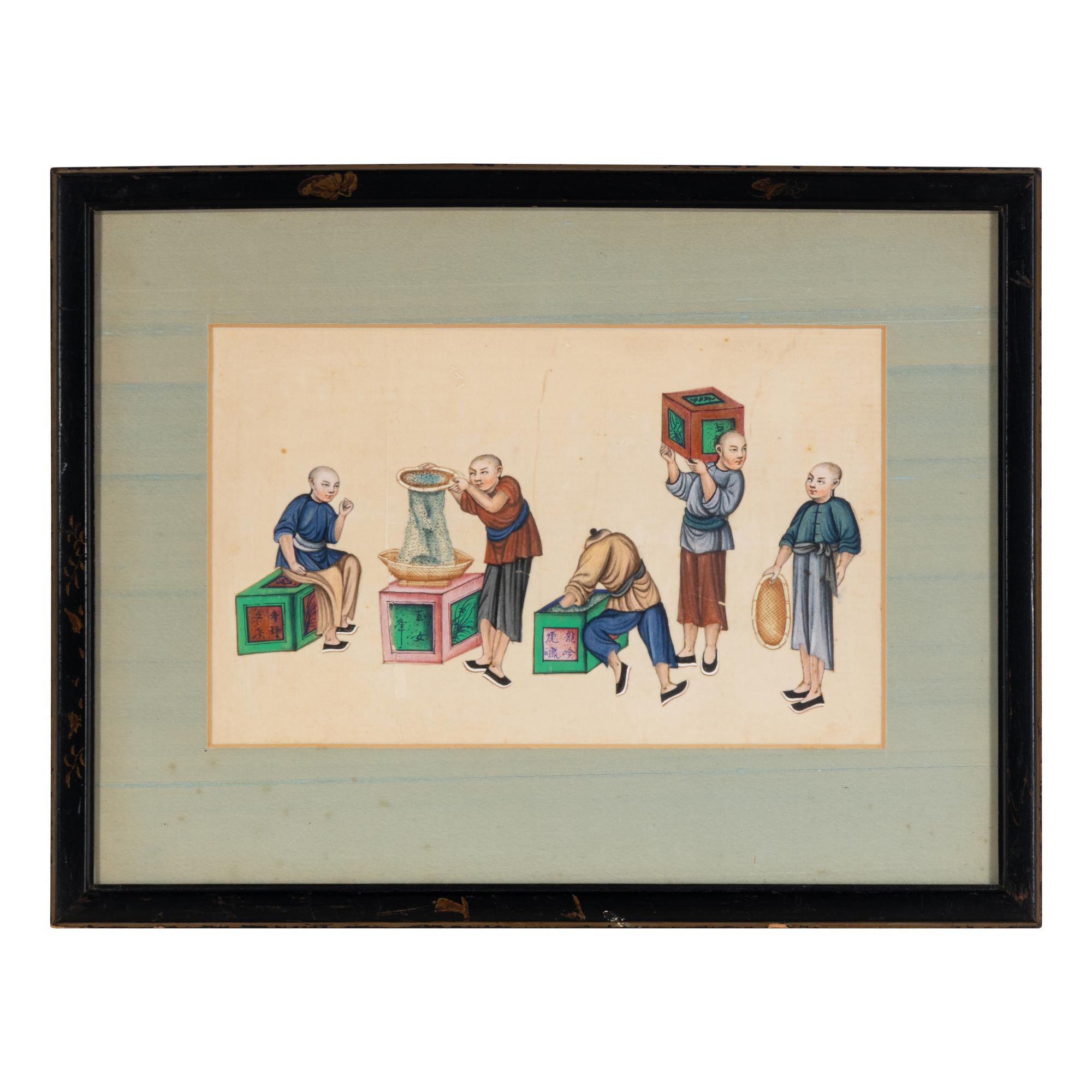 Five Chinese Export Paintings, Early-Mid 20th Century — 近代 外銷畫一組五幅