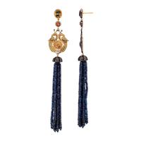 MULTIGEM AND DIAMOND TASSEL EARRINGS