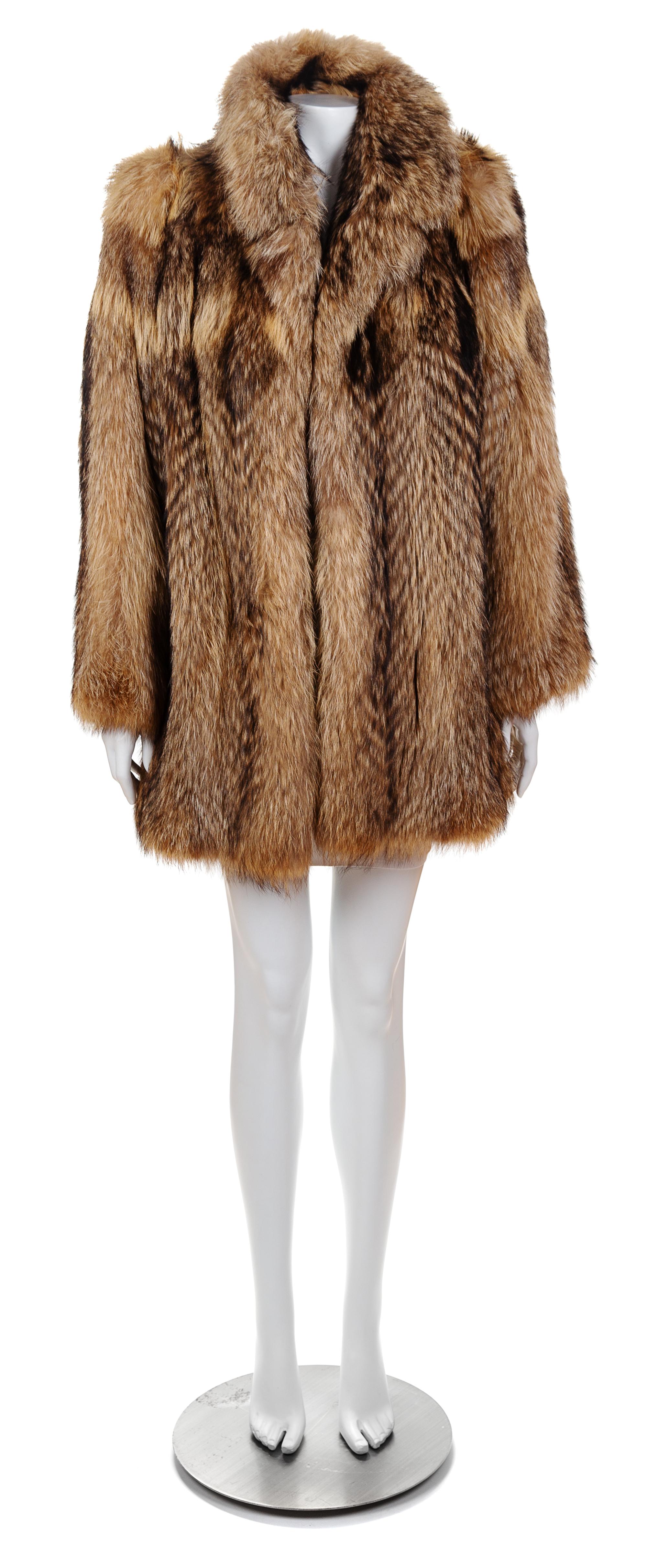 A Raccoon Fur Coat, Size small.