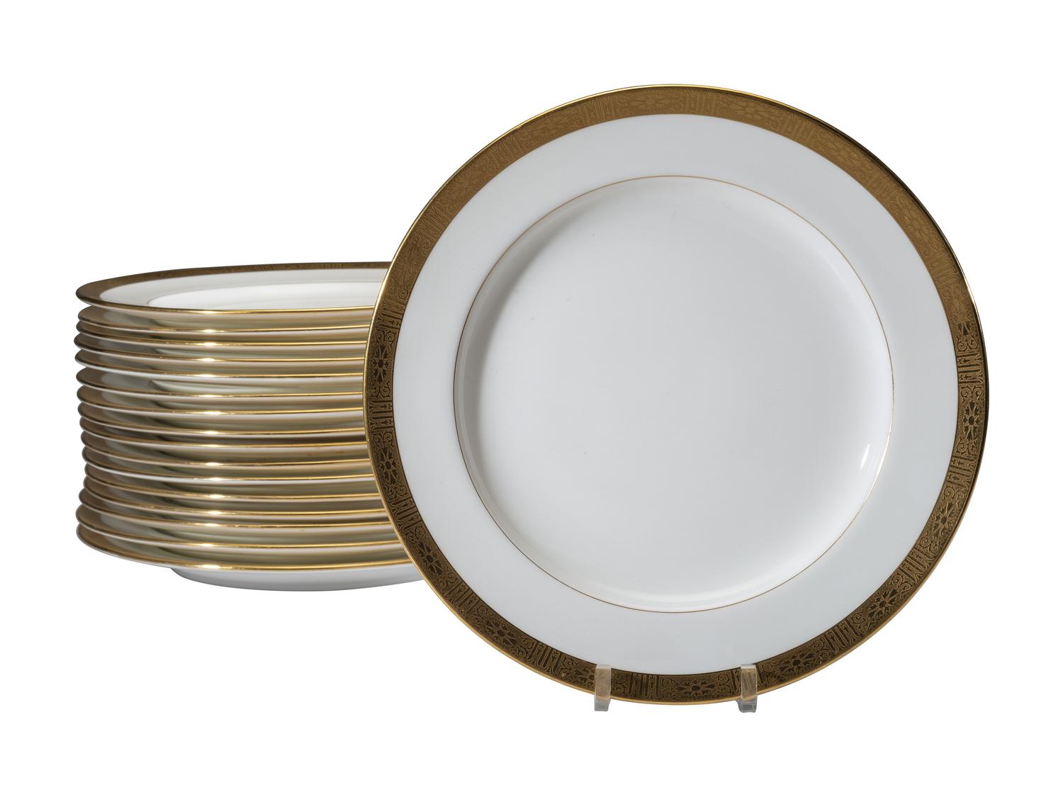 Seventeen Minton's Gilt Porcelain Plates