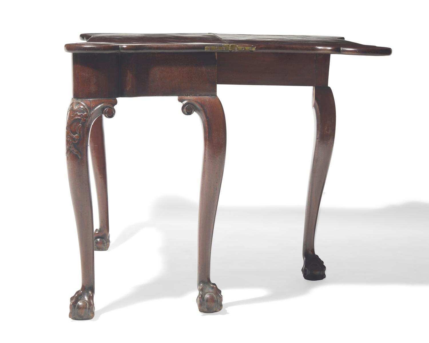 A George II carved mahogany card table, circa 1750