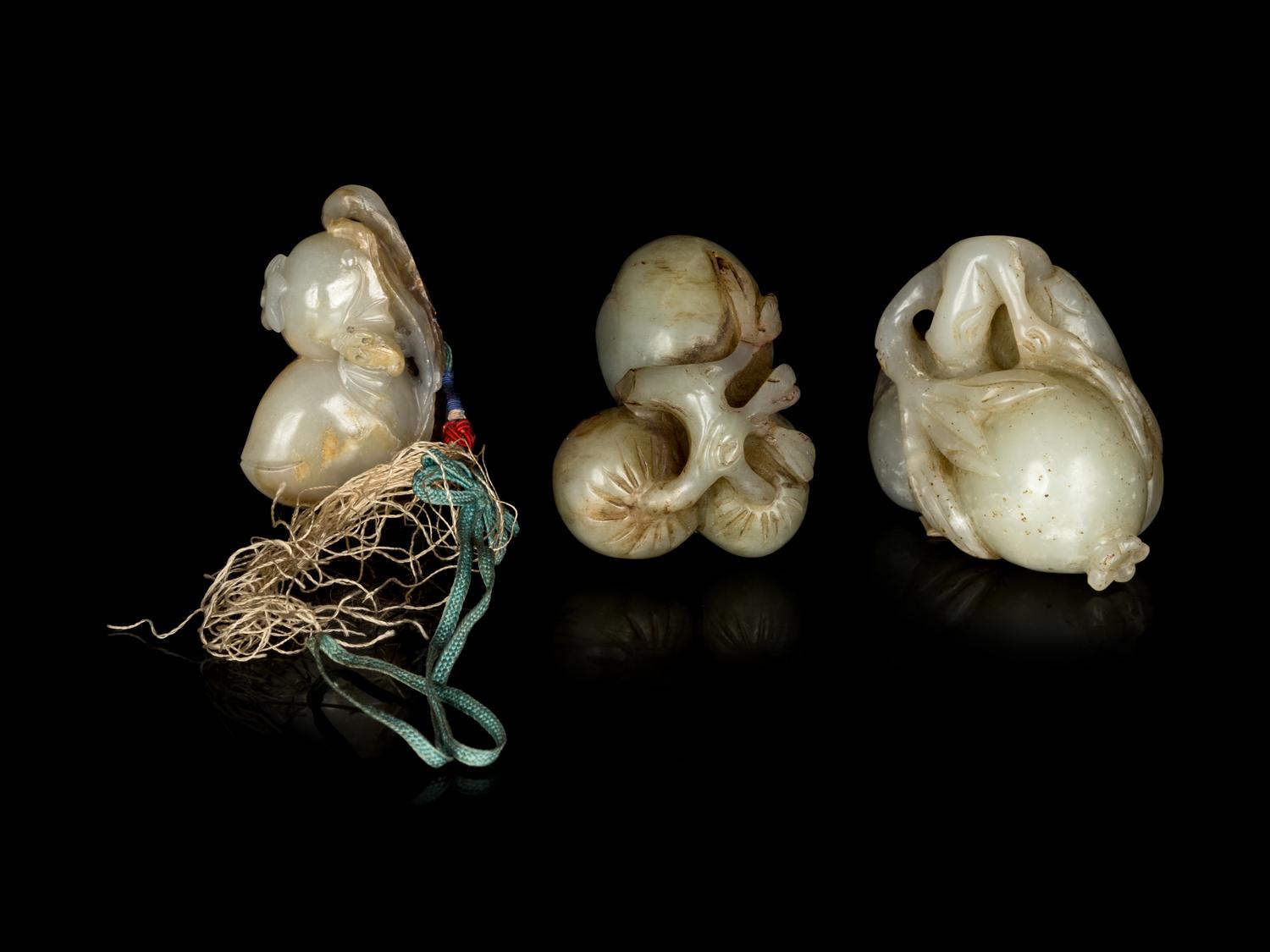 Three Chinese Jade Carvings of Fruits