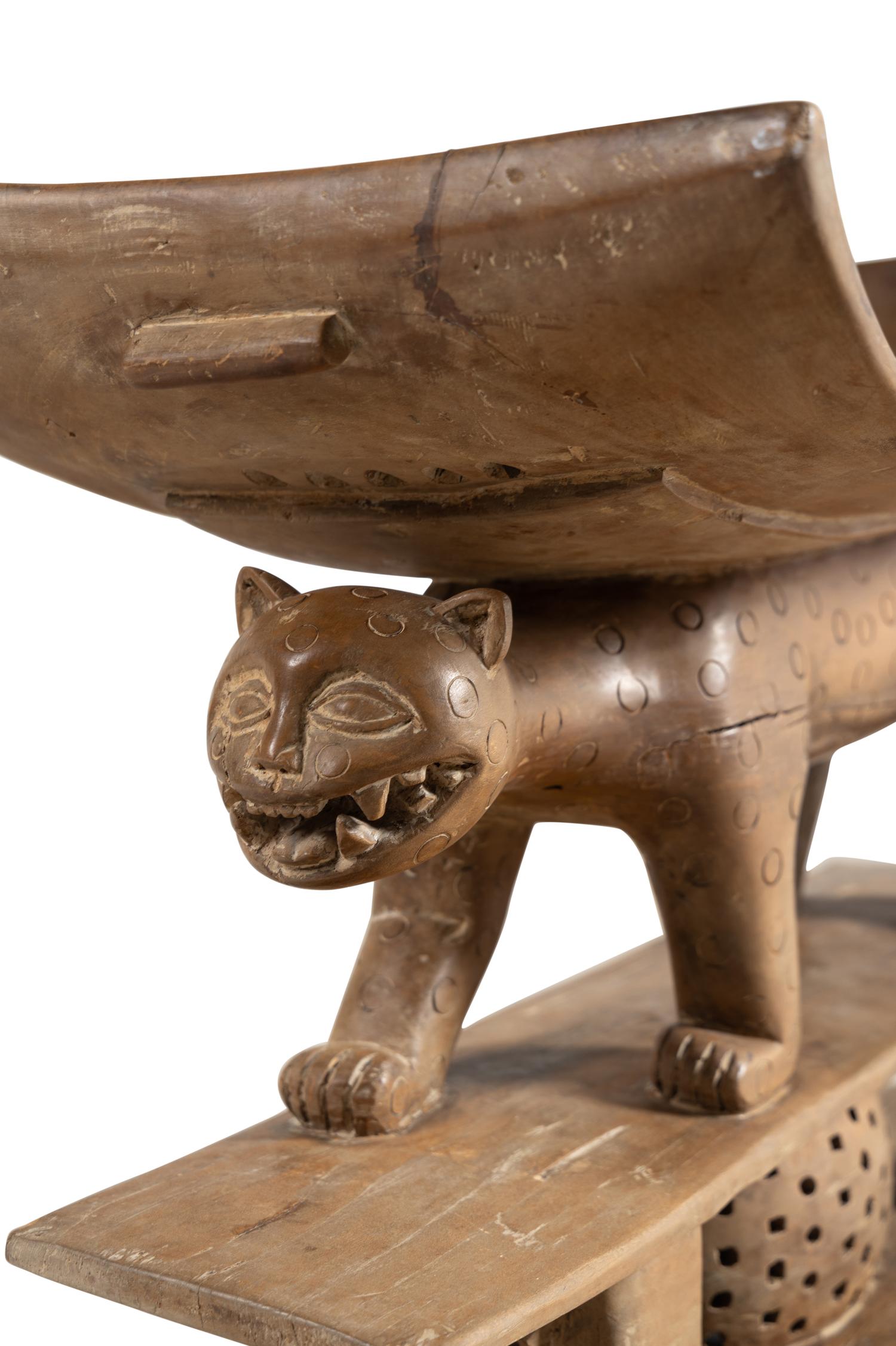 An Asante Carved Wood 'Leopard' Stool