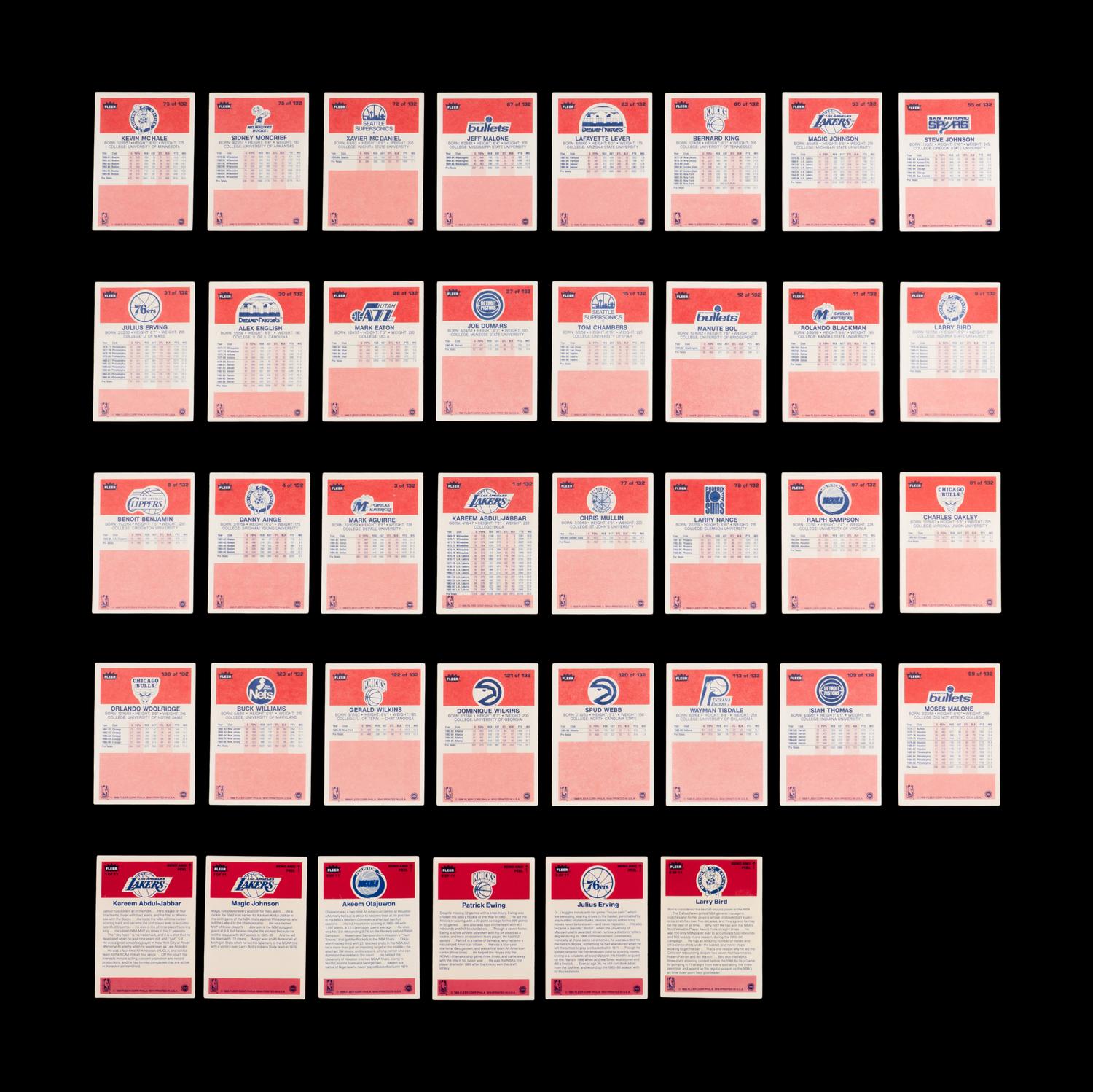 A Collection of 1986-87 Fleer Basketball Cards and Stickers Including Multiple Hall of Famers (38)