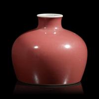 A Chinese Red Glazed Beehive Waterpot — 紅釉太白尊
