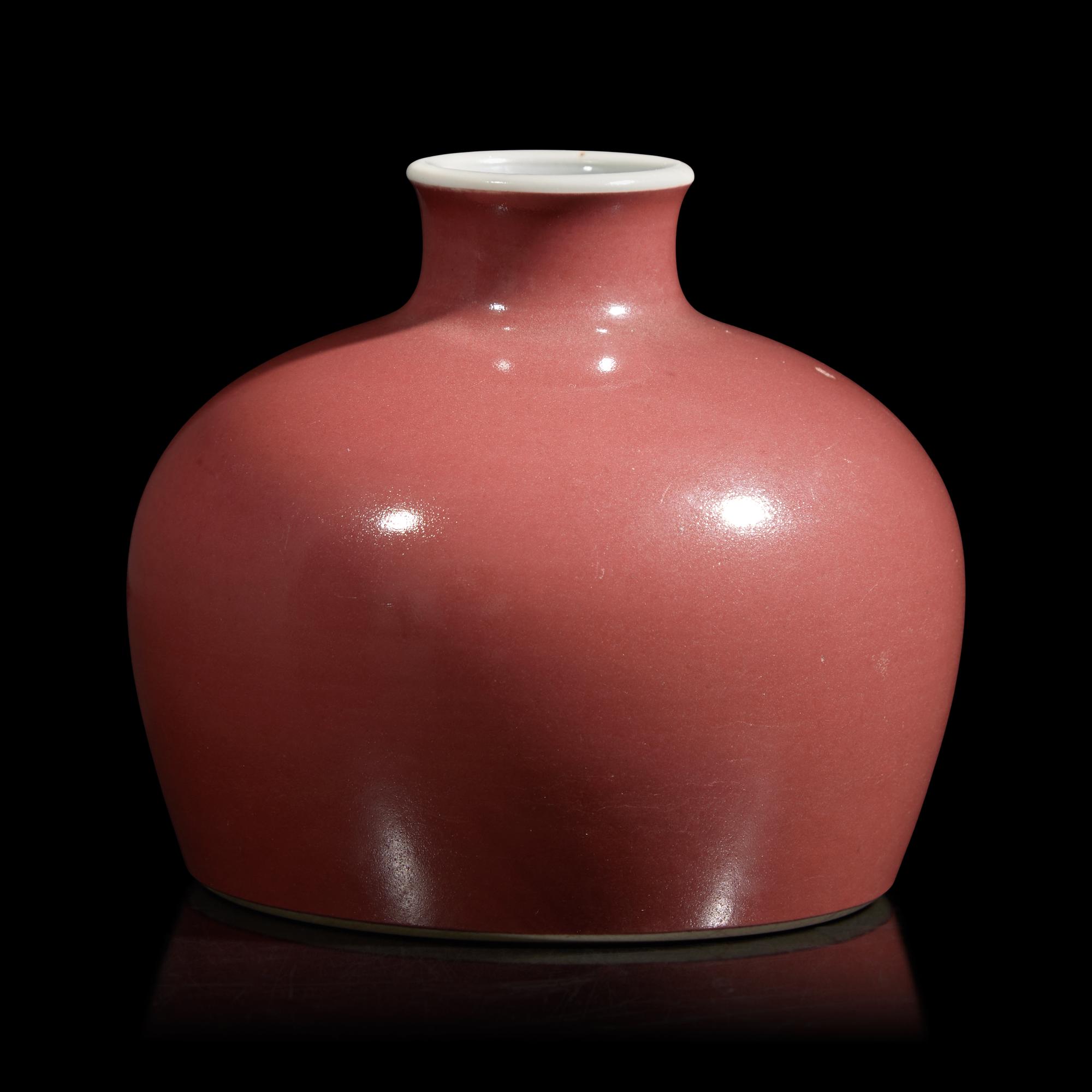 A Chinese Red Glazed Beehive Waterpot — 紅釉太白尊